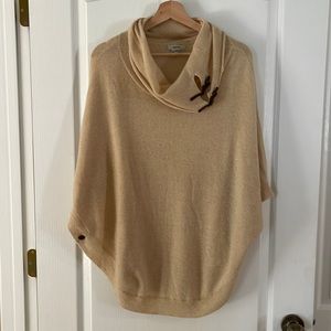 Tyler Boe Cream Poncho with Brown Accents